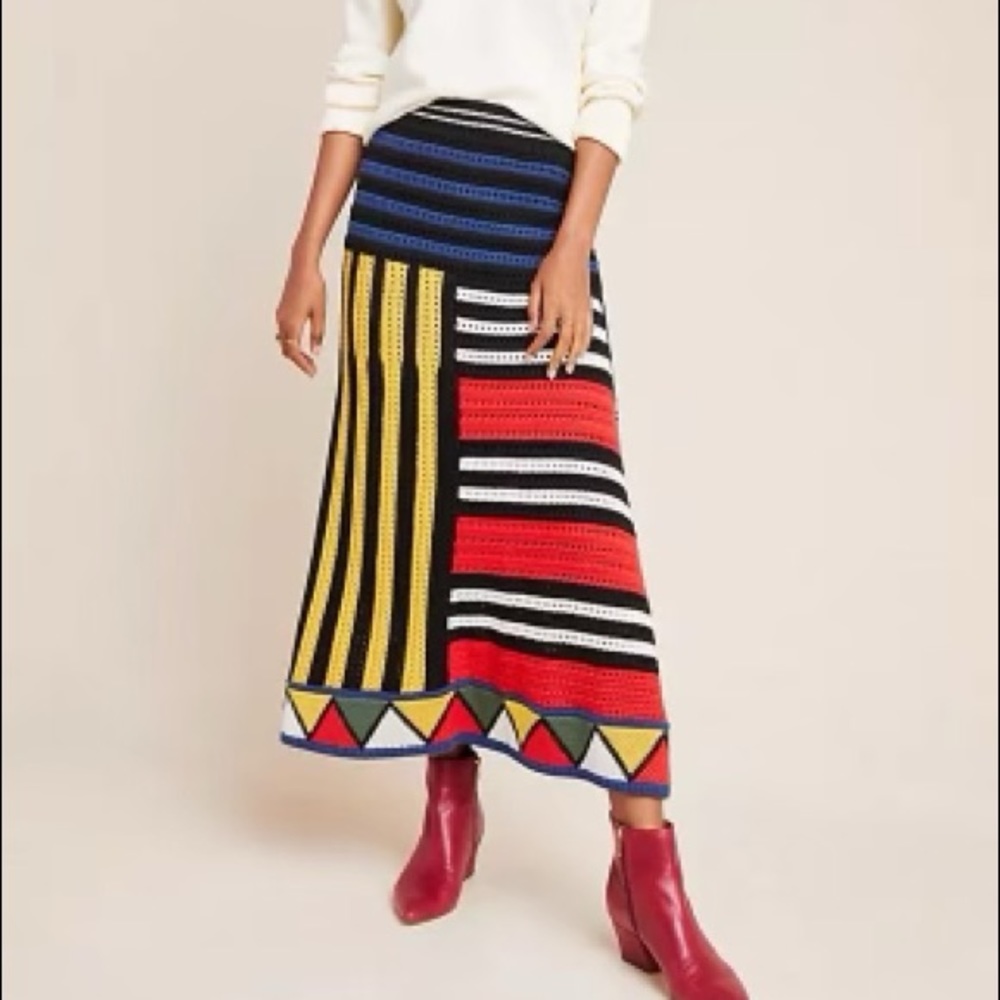 Farm Rio for Anthropologie Mirro Sweater Midi Skirt